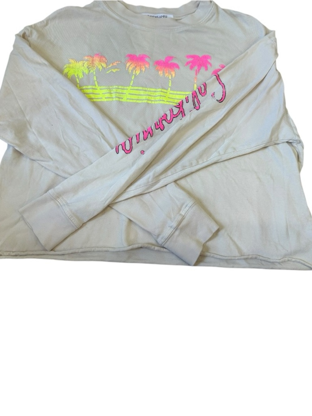 Daydreamer for Free People Palm Tree Graphic Crop Long Sleeve Tee Oversized